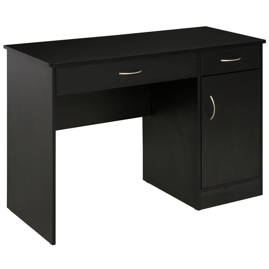 HOMCOM Computer Desk with Drawers Cabinet Adjustable Shelf Home Office Bedroom Compact Workstation Space Saving Design Black | The Comfy Couch Canada