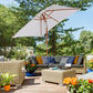 Outsunny Square Wooden Patio Umbrella: 6.6x5ft Fir Market Parasol with Tilt & 6 Ribs, Cream White | The Comfy Couch Canada