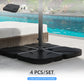 Outsunny 4pc Portable Umbrella Base Weights Garden Parasol Base Outdoor Patio Umbrella Stand Holder Weights, Black | The Comfy Couch Canada