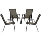 Outsunny Set of 4 Outdoor Dining Chairs, Heavy Duty Stackable Patio Dining Set with Armrests for Balcony Garden, Brown and Black | The Comfy Couch Canada