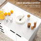 HOMCOM Kitchen Island with Storage Cabinet, 4 Drawers and Adjustable Shelf for Dining Room, Faux Marble Effect and White | The Comfy Couch Canada