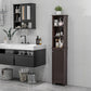 HOMCOM Tall Linen Tower: Freestanding 3-Tier Bathroom Cabinet with Adjustable Shelves & Cupboard, Dark Brown | The Comfy Couch Canada