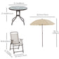 Outsunny 6PC Patio Dining Set Outdoor Furniture with Umbrella Round Table 4 Folding Chairs Cream-white | The Comfy Couch Canada
