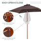 Outsunny 6.6x5ft Square Market Parasol, Wooden Patio Umbrella with Tilt Mechanism and 6 Bamboo Ribs, Garden Sunshade, Coffee | The Comfy Couch Canada