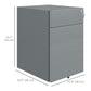 Vinsetto Filing Cabinet 3 Drawers Steel Home Office Storage Wheels Lock A4 Letters Legal-sized Files Grey Metal | The Comfy Couch Canada