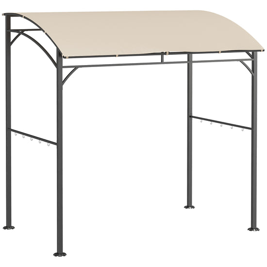 Outsunny BBQ Grill Gazebo 7x5 ft Steel Frame Garden Canopy Tent Beige with Hooks Outdoor Sun Shade | The Comfy Couch Canada