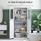 HOMCOM Tall Bathroom Storage Cabinet, Modern Bathroom Cabinet with Glass and Barn Doors, 5-Tier Floor Cabinet, White | The Comfy Couch Canada