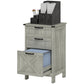 HOMCOM Vertical Filing Cabinet with 3 Drawers, Rustic Farmhouse Office Storage Cabinet for A4, Letter Size, Stone Grey | The Comfy Couch Canada