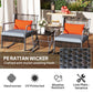 Outsunny 3 Pieces Rocking Bistro Set, Wicker Patio Furniture Set with Cushions and Glass Table for Porch, Balcony, Grey | The Comfy Couch Canada
