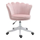 HOMCOM Mid Back Velvet Office Chair, Adjustable Height Study Chair, Vanity Chair with Swivel Wheels for Living Room, Study, Pink | The Comfy Couch Canada