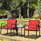 Outsunny 3 Pieces Rocking Bistro Set, Outdoor Wicker Patio Furniture with Glass Coffee Table and Outside Rocking Chairs for Porch | The Comfy Couch Canada