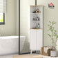 HOMCOM 67" Tall Bathroom Cabinet, Narrow Bathroom Storage Cabinet with Curved Profile Design and Adjustable Shelves, White | The Comfy Couch Canada