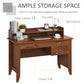 HOMCOM Home Office Desk with Hutch Storage Brown Writing Table with Drawers Shelf & Cable Management for Study Workstation | The Comfy Couch Canada