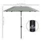 Outsunny 7.6FT Aluminum Patio Umbrella Parasol 8 Ribs Outdoor Market Umbrella with Crank, Push Button Tilt for Deck, Backyard and Lawn, Light Grey | The Comfy Couch Canada