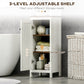 kleankin Spacious Bathroom Storage Tower: Freestanding Unit, 3 Open Shelves & Adjustable Shelf in Antique White Finish.
