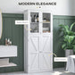HOMCOM Tall Bathroom Storage Cabinet, Modern Bathroom Cabinet with Glass and Barn Doors, 5-Tier Floor Cabinet, White | The Comfy Couch Canada