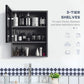 Kleankin Black Wall Cabinet: Bathroom Mirror Cabinet with Stainless Steel Frame, Single Door & Storage Shelves | The Comfy Couch Canada