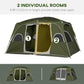 Outsunny 4-8 Person Family Tent Camping Tent with 2 Room Mesh Windows Easy Set Up for Backpacking Hiking Outdoor Dark Green | The Comfy Couch Canada