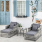 Outsunny 5-Piece Patio Wicker Set, Compact Rattan Sofa with Armchairs & Grey Cushions for Afternoon Tea | The Comfy Couch Canada