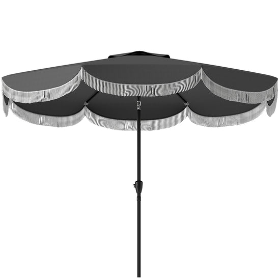 Outsunny 9FT Patio Umbrella Parasol, UPF 30+ Outdoor Market Umbrella with Crank, 8 Ribs, Push Button Tilt, Vented Patio Table Umbrella for Deck Backyard Lawn, Charcoal Grey | The Comfy Couch Canada
