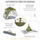 Outsunny Automatic Camping Tent Instant Outdoor Easy Pop Up Portable Backpacking Dome Shelter 4 Person Green | The Comfy Couch Canada