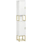 kleankin Narrow Bathroom Linen Cabinet: Adjustable Shelf, 2 Doors & Steel Base in White Compact & Functional | The Comfy Couch Canada