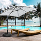 Outsunny Resin Patio Umbrella Base 20.5" Round Outdoor Parasol Stand with Braked Wheels Offset Garden Holder | The Comfy Couch Canada