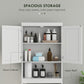 HOMCOM Over The Toilet Bathroom Cabinet Modern Above Toilet Storage Barn Doors Open Shelf White | The Comfy Couch Canada