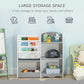 Qaba Kids Toy Storage Organizer Shelf Children Bookshelf for Bedroom Playroom Nursery Grey | The Comfy Couch Canada