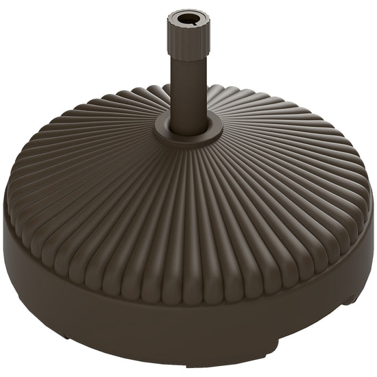 Outsunny Round Patio Umbrella Base Parasol Holder Outdoor Umbrella Stand, Filled Up to 62lbs with Stand or 51lbs with Water for Garden, Poolside, Brown | The Comfy Couch Canada