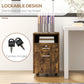 Vinsetto Small Filing Cabinet with 2 Drawers, Lockable Home Office Storage Cabinets on Wheels for A4, Letter Size, Rustic Brown | The Comfy Couch Canada