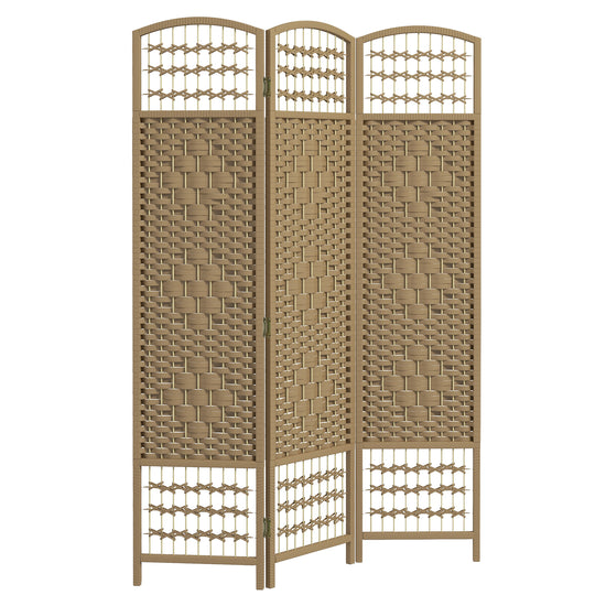 HOMCOM 3-Panel Folding Room Separator: Portable Privacy Screen, Wave Fiber Room Partition for Home Office, Natural | The Comfy Couch Canada
