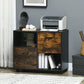 Vinsetto Lateral File Cabinet: Drawers, Lock, Open Shelves, Wheels, Rustic Brown Finish, Office Furniture | The Comfy Couch Canada