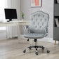 Vinsetto Plush Velvet Home Office Chair: Gray Button Tufted, Swivel Desk Chair, Adjustable Height, Tilt Function | The Comfy Couch Canada