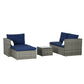 Outsunny Modern 3-Piece Rattan Sofa Set, Wicker Patio Furniture with Coffee Table, Cushions, Pillows for Outdoor | The Comfy Couch Canada