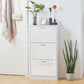 HOMCOM Slim High Gloss White Shoe Storage Cabinet 3 Flip Drawers Adjustable Shelves Organizer for 15 Pairs | The Comfy Couch Canada