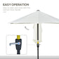 Outsunny Half Patio Umbrella 6.6x6ft with Double-Sided Canopy, Crank Handle, Base - Ideal for Garden, Balcony in Cream.