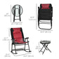 Outsunny 3pc Outdoor Folding Rocking Chair and Table Set Camping Yard Lounger Seat Patio Bistro Set w/ Padded Seat Red | The Comfy Couch Canada