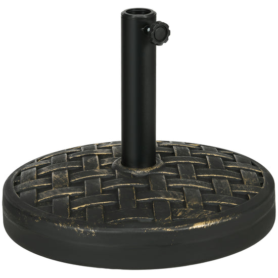 Outsunny 40lbs. Concrete Umbrella Base with Rattan Effect, Heavy Duty Parasol Stand for Outdoor Patio Umbrella, Bronze | The Comfy Couch Canada