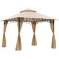 Outsunny 10x10ft Double Tier Garden Gazebo Canopy Outdoor Sunshade Tent Water-Resistant Anti-UV Roof with Metal Frame, Beige | The Comfy Couch Canada