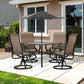 Outsunny 5-Piece Outdoor Patio Dining Set, 4 Swivel Rocker Chairs and 37" x 37" Dining Table Furniture Set with Umbrella Hole, Black | The Comfy Couch Canada