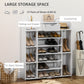 HOMCOM Space-Saving Shoe Rack: 7-Tier Organizer with Drawer & 11 Open Shelves for 17 Pairs, White | The Comfy Couch Canada