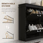 HOMCOM Shoe Storage Cabinet: Space-Saving Design with 4 Flip Drawers & Adjustable Shelves for 20 Pairs, Black | The Comfy Couch Canada