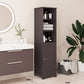 kleankin Freestanding Tall Bathroom Cabinet: Adjustable Shelves, Dark Brown Storage Solution | The Comfy Couch Canada