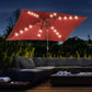 Outsunny 6.5x10ft Patio Umbrella Rectangle Solar Powered Tilt Aluminum Outdoor Market Parasol with LEDs Crank (Wine Red) | The Comfy Couch Canada