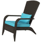 Outsunny Patio Wicker Adirondack Chair, Outdoor Rattan Muskoka Chair with Cushions for Patio, Garden, Backyard Turquoise | The Comfy Couch Canada