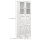 HOMCOM Tall Bathroom Storage Cabinet, Modern Bathroom Cabinet with Glass and Barn Doors, 5-Tier Floor Cabinet, White | The Comfy Couch Canada