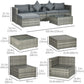 Outsunny 6 Pieces Patio Furniture Set, Rattan Wicker Sofa Outdoor Sectional Furniture Set w/ Coffee Table Cushioned Seat Mixed Gray | The Comfy Couch Canada