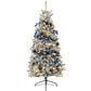 HOMCOM 6ft Prelit Artificial Christmas Tree with Blue Ornaments, Flocked Christmas Tree with LED Lights for Home Office | The Comfy Couch Canada