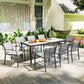 Outsunny 9 Pieces Patio Dining Set with Easy Clean Tabletop, 8 Stackable Chairs, for Garden, Backyard, Poolside, Deck, Grey | The Comfy Couch Canada